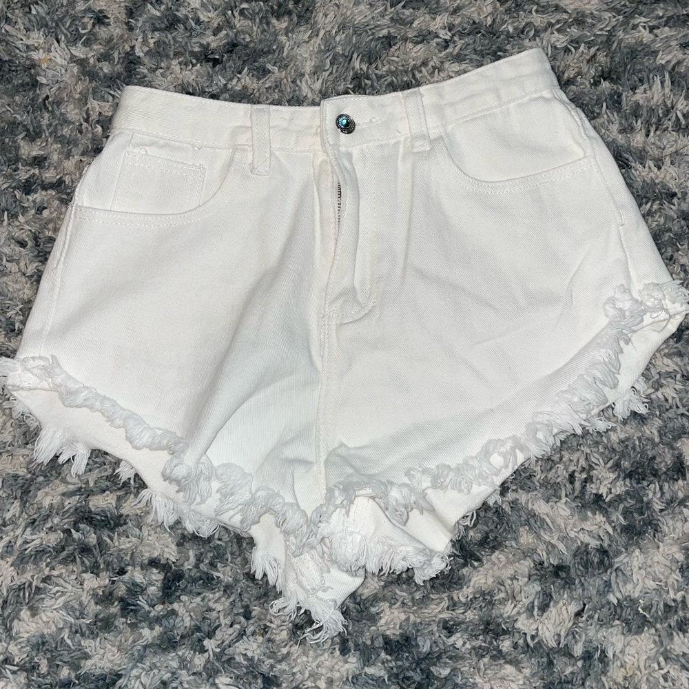 White jean shorts